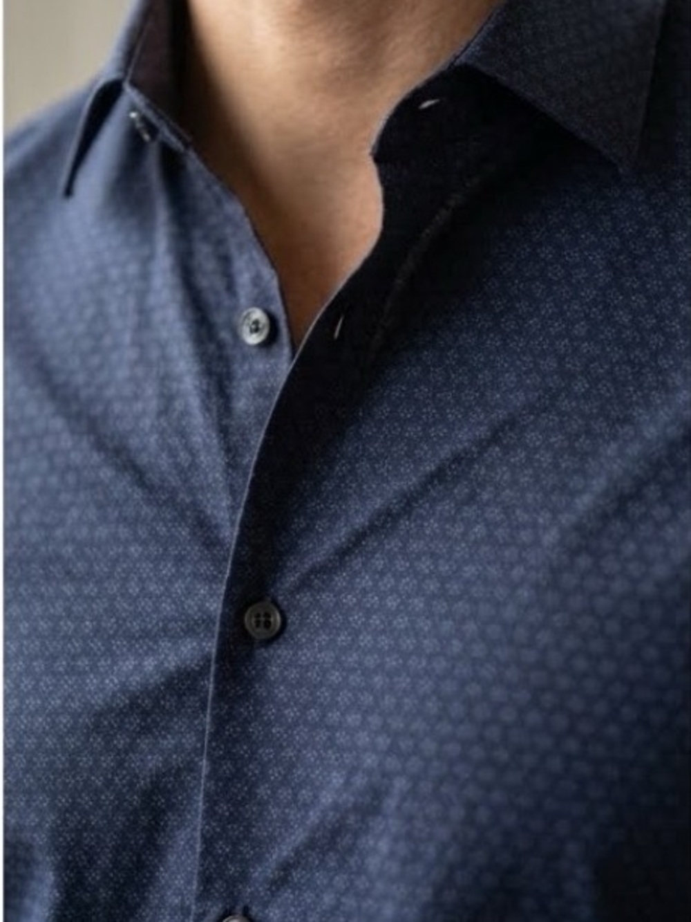 Slim Fit Navy Dot Men's Button-Up Shirt Express
